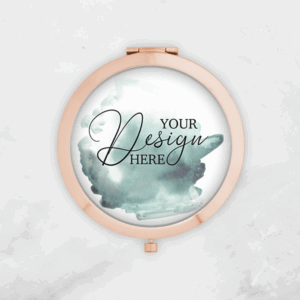 pocket mirror, round rose gold