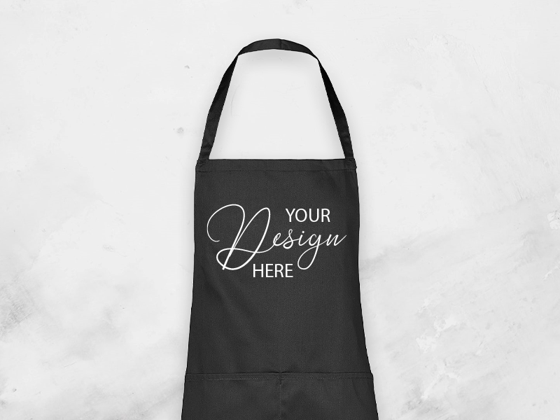 black apron, vinyl print black apron, vinyl print