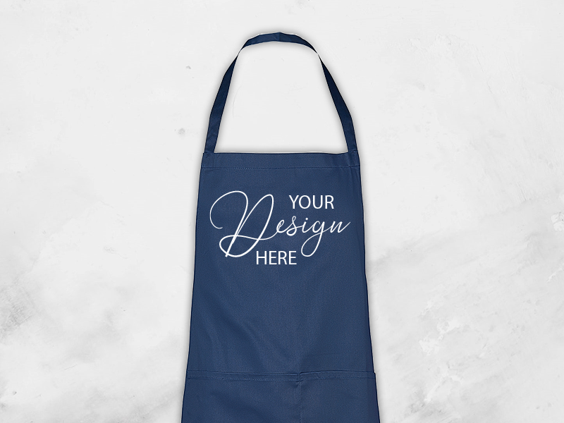 apron navy, vinyl print apron navy, vinyl print