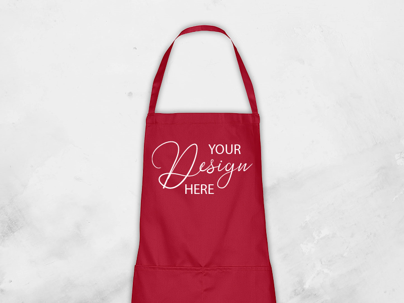 apron red, vinyl print apron red, vinyl print