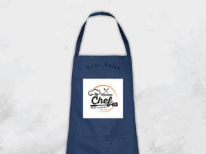 apron navy, vinyl print