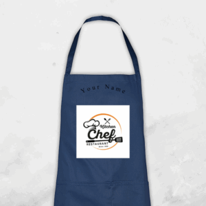 apron navy, vinyl print