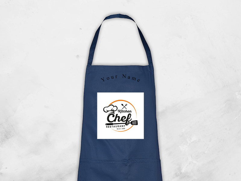 apron navy, vinyl print apron navy, vinyl print