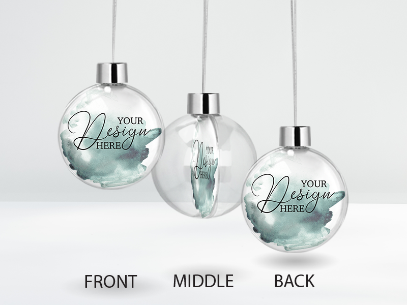 clear bauble, front & back print clear bauble, front & back print