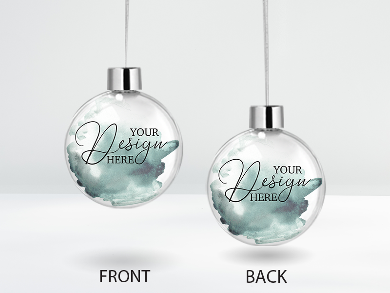 clear bauble, front & back print clear bauble, front & back print