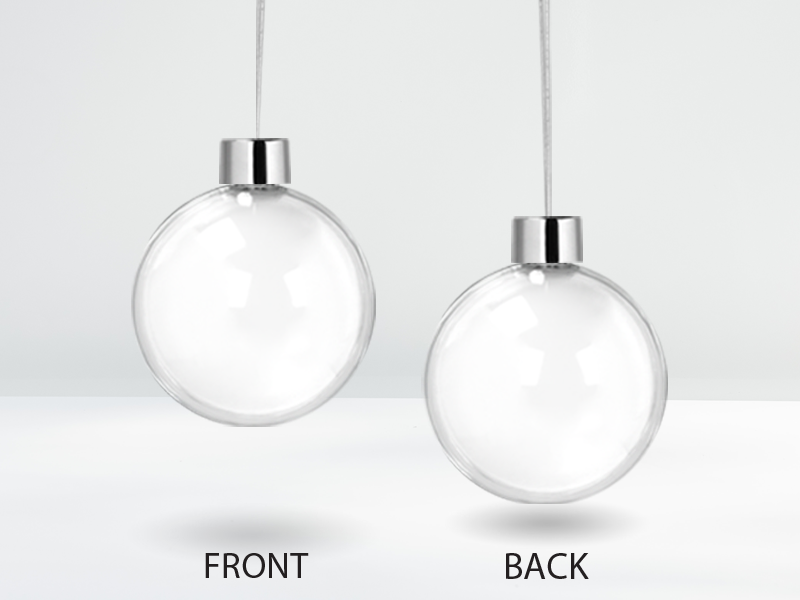clear bauble, front & back print clear bauble, front & back print