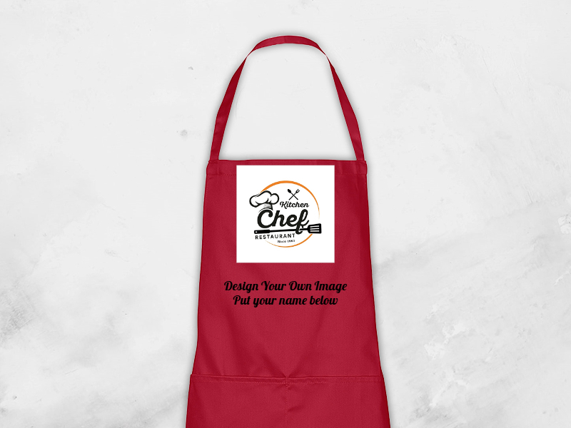 apron red, vinyl print apron red, vinyl print