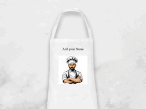 apron white, vinyl print