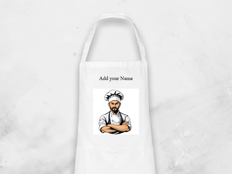apron white, vinyl print apron white, vinyl print