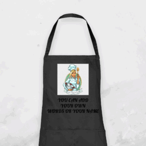 black apron, vinyl print