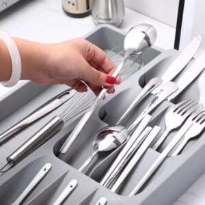 kitchen cutlery expandable plastic organizer drawer tray
