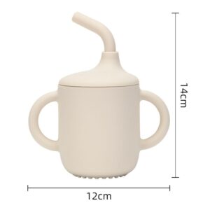 silicone baby training cups with lids and straws
